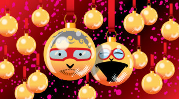 Supersnak holder julestue og ønsker GLÆDELIG JUL