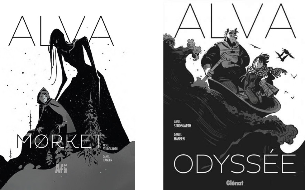 Alva i mørket og Alva Odyssée forsiderne.